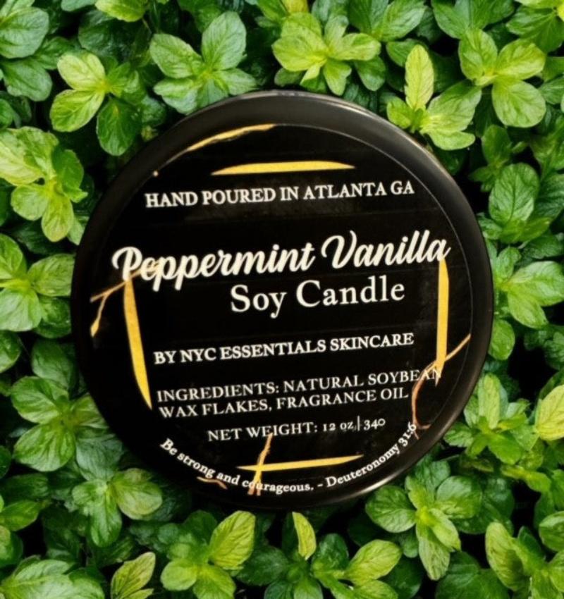 Peppermint Vanilla Soy Wax Candle